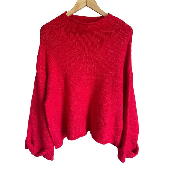 Anthropologie Moth Orange Alpaca Blend Mock Neck Oversized Tunic Sweater Pullove - Picture 1 of 8